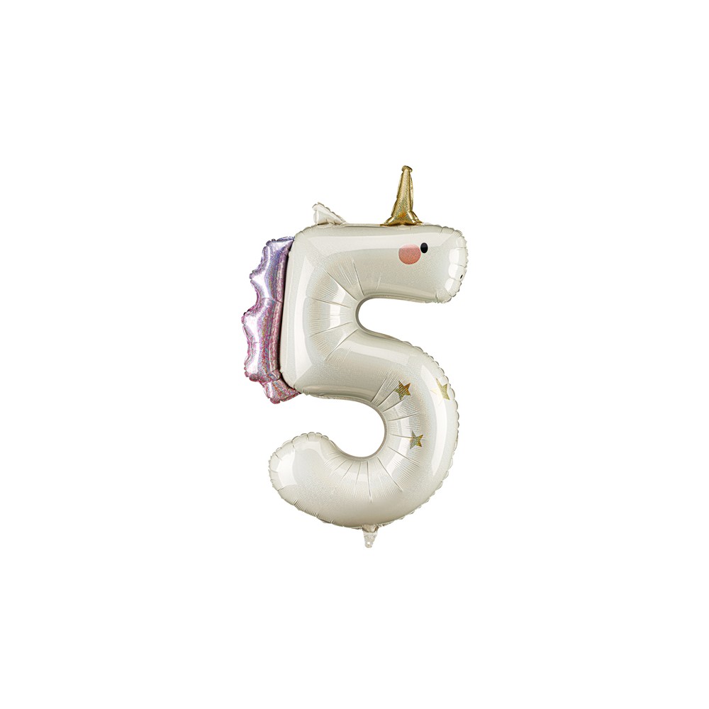 Ballon aluminium chiffre ''5'' Licorne