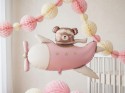 Ballon aluminium Ours dans Avion - rose clair