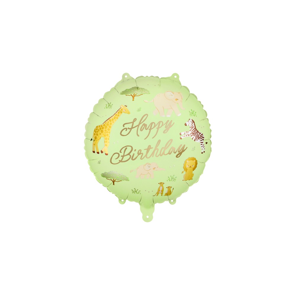 Ballon aluminium rond ''Happy Birthday'' Safari