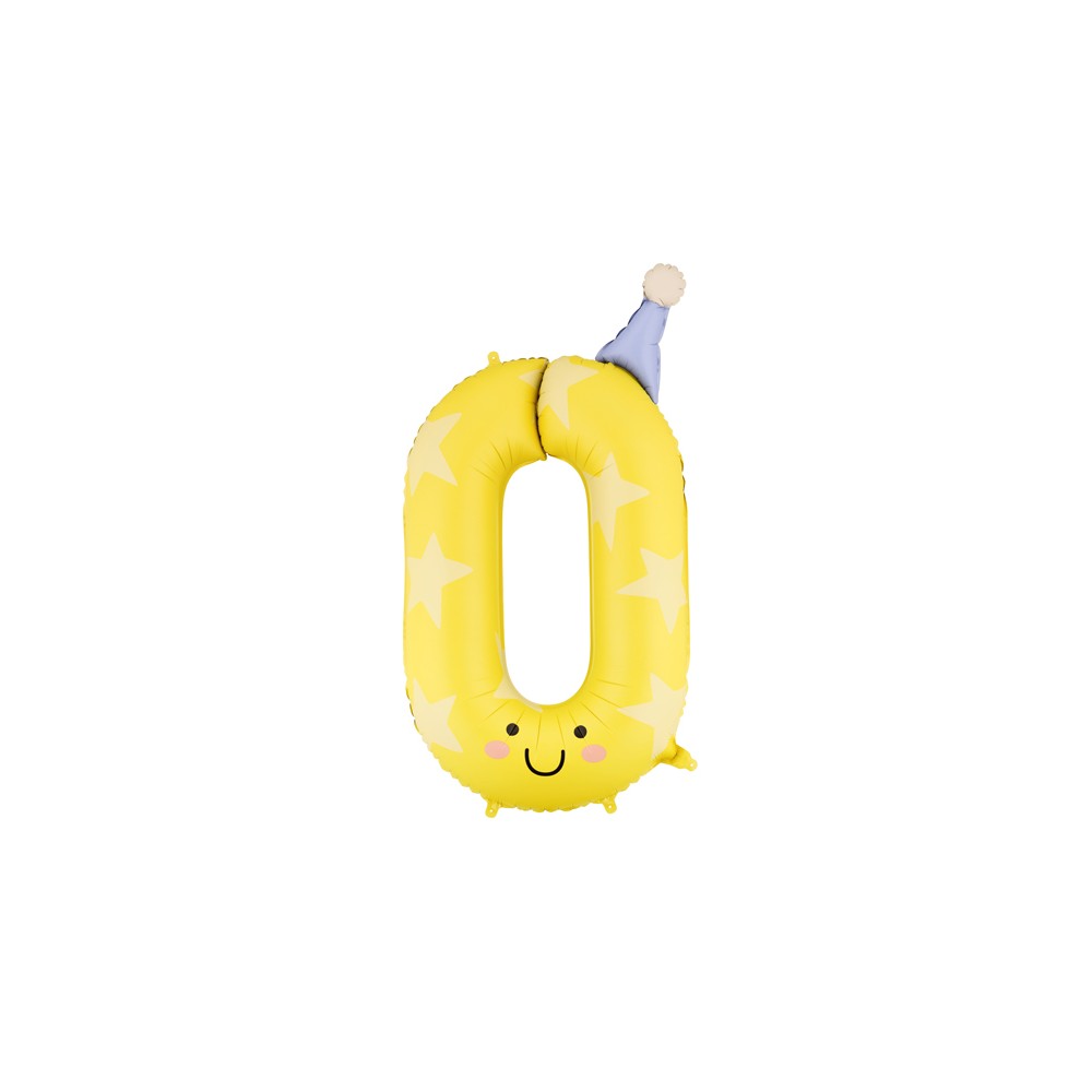 Ballon aluminium chiffre ''0'' - jaune