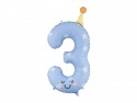 Ballon aluminium chiffre ''3'' - bleu