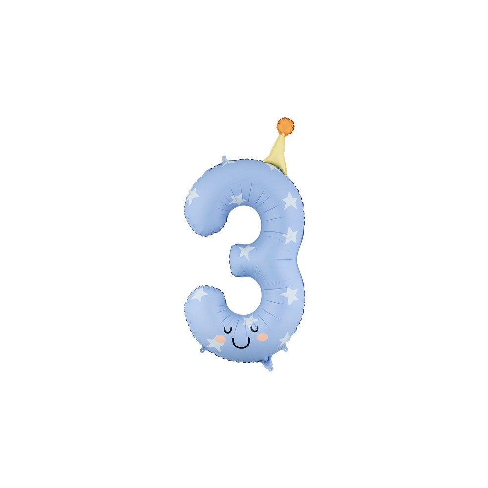 Ballon aluminium chiffre ''3'' - bleu