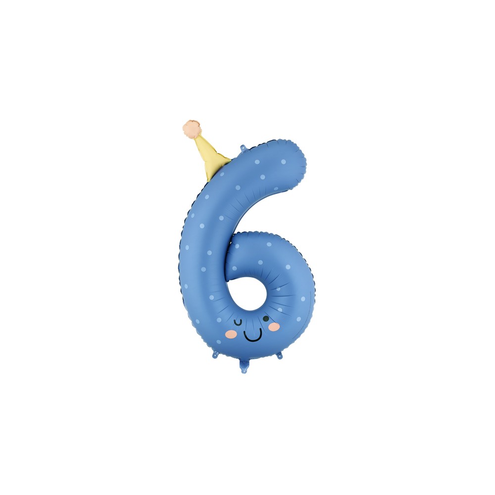 Ballon aluminium chiffre ''6'' - bleu