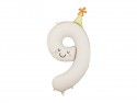 Ballon aluminium chiffre ''9'' - crème