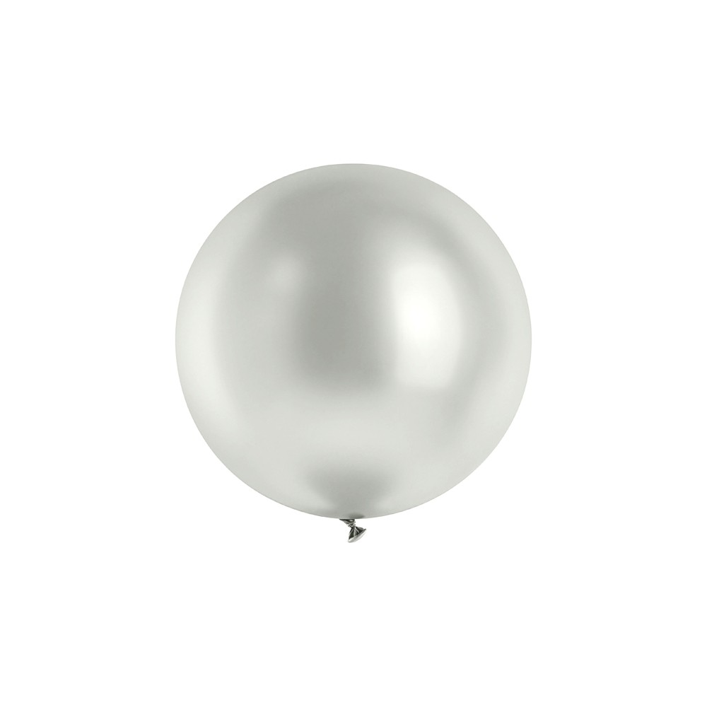 1 ballon en latex – Argent – Finition brillante – 100 cm