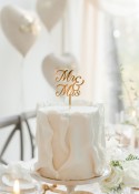 Topper de gâteau en acrylique MR & MRS - or