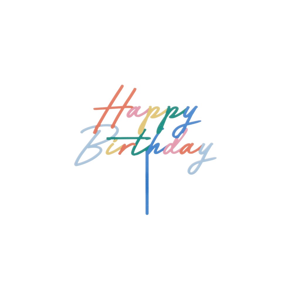 Topper de gâteau en acrylique Happy Birthday