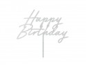 Topper de gâteau en acrylique gâteau Happy Birthday - argent pailleté