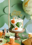 Topper de gâteau en acrylique Happy Birthday - or pailleté