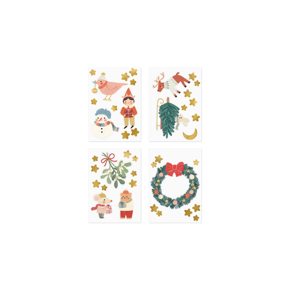4 Feuilles d'autocollant de fenêtres "Merry Christmas"