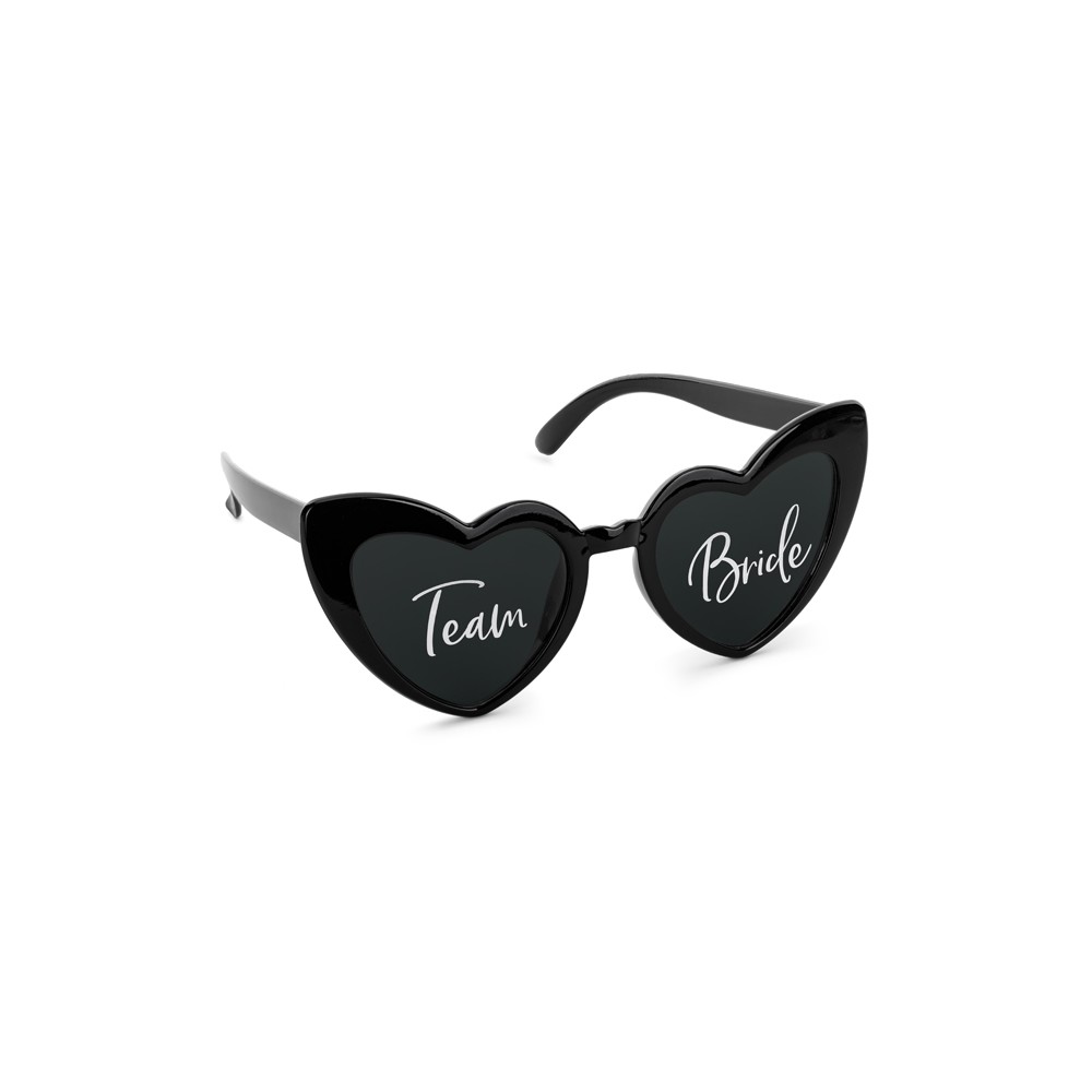 Lunettes en forme de coeur avec inscription ''Team Bride'' - noir