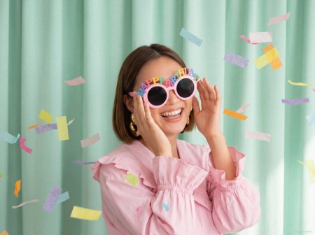 Lunettes Happy Birthday - rose