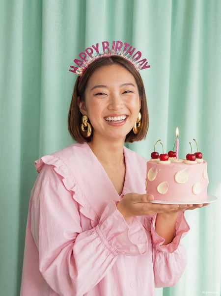 Serre-tête Happy Birthday rose