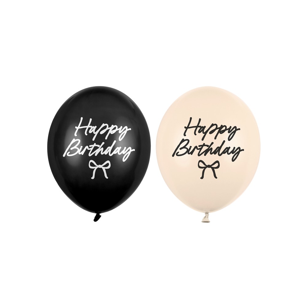 50 Ballons 30 cm Happy Birthday noeuds