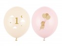 50 Ballons 30 cm - Souris avec chiffre 1 - Rose pâle