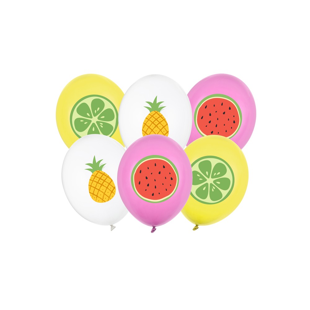 6 Ballons 30 cm - Fruits - assortiment