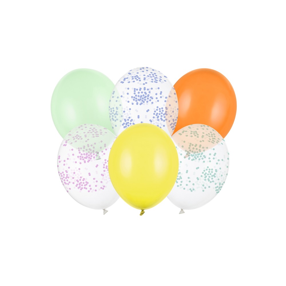 6 Ballons 30 cm - Confettis - assortiment