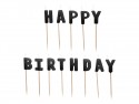 Bougies d'anniversaire Happy Birthday noires - 13 pièces