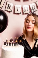 Bougies d'anniversaire Happy Birthday noires - 13 pièces