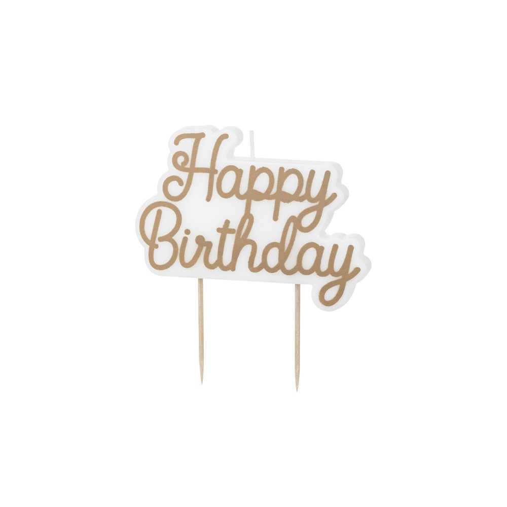 Bougie d'anniversaire Happy Birthday dorées