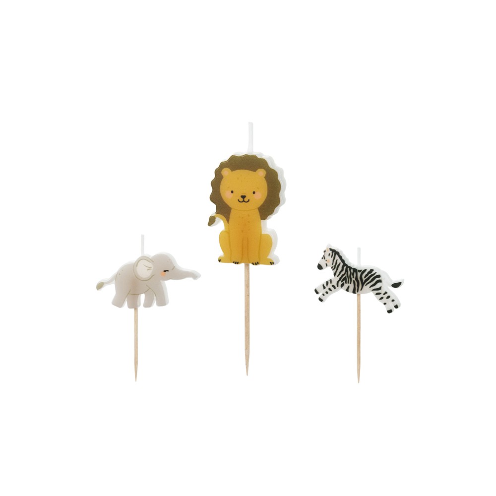 3 Bougies d'anniversaire Safari