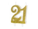 Bougie d'anniversaire Chiffre 21 - dorée
