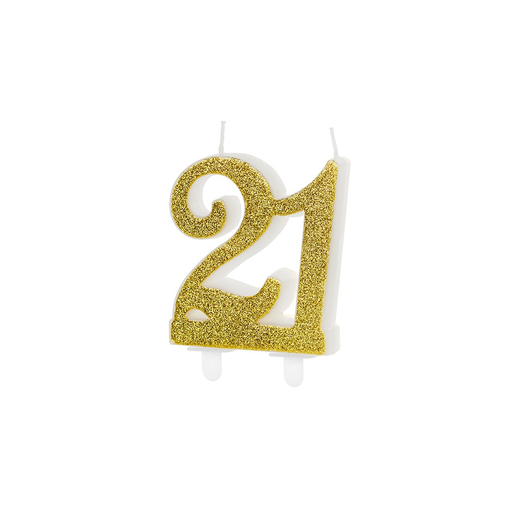 Bougie d'anniversaire Chiffre 21 - dorée