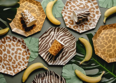6 Assiettes Safari tâches -...