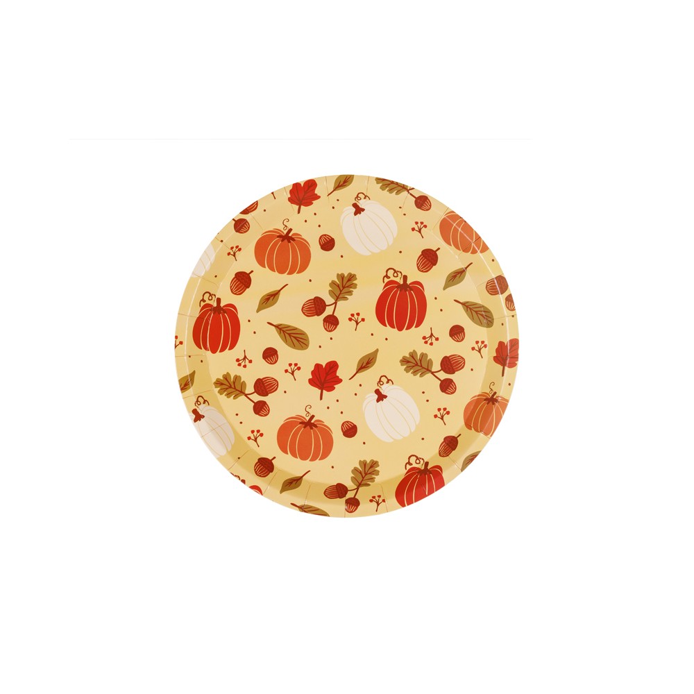 6 Assiettes en papier Citrouilles et glands - 23 cm
