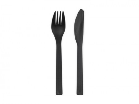 12 Couverts en plastique noir