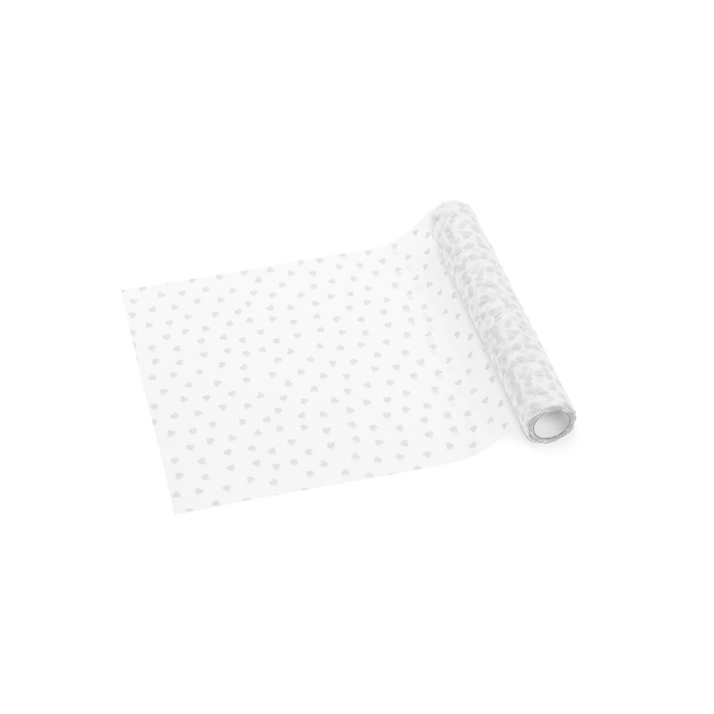 Chemin de table en tulle coeurs - blanc