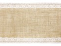 2,75 m chemin de table jute et dentelle côté