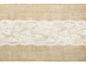 2m 75 chemin de table jute et dentelle centrale