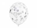 6 Ballons avec confettis - cercles - 30 cm - argent