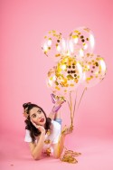 6 Ballons avec confettis - cercles - 30 cm - or