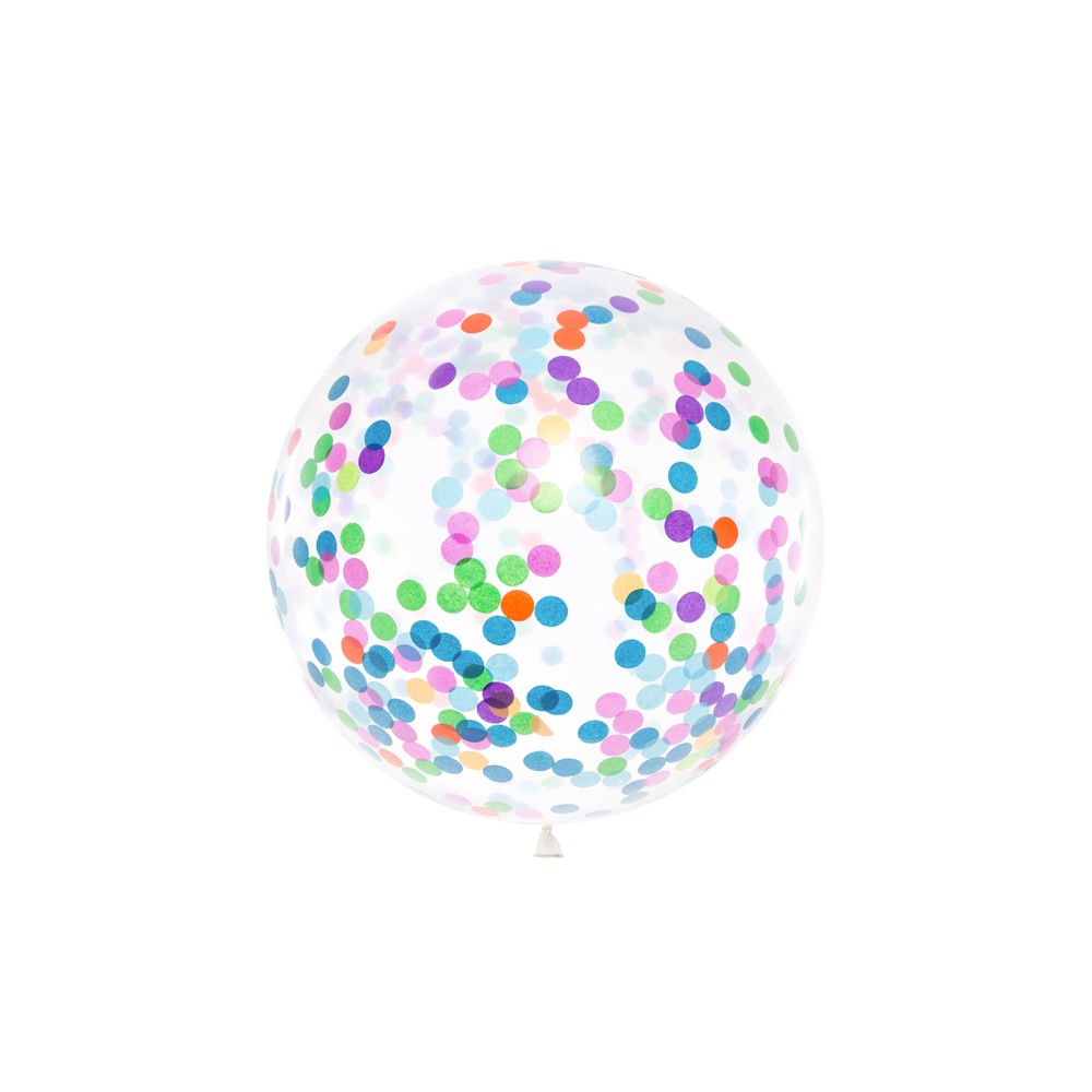 Ballon avec confettis ronds - 1m