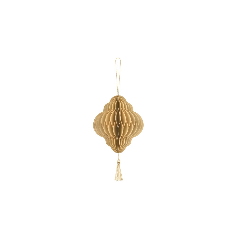 Boule de papier nid d'abeille Lanterne - beige - 15cm