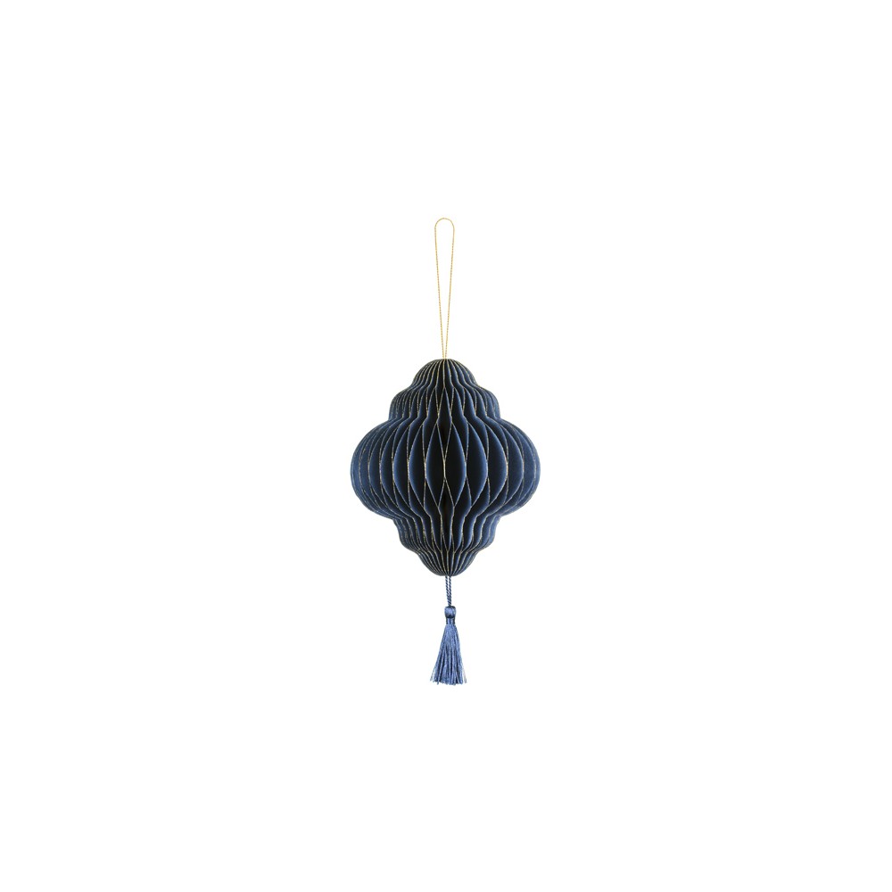 Boule de papier nid d'abeille Lanterne - bleu marine - 15cm
