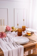 Chemin de table en chiffon - blanc cassé - 0 -48 x 5 m