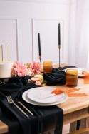 Chemin de table en chiffon - noir - 0 -48 x 5 m