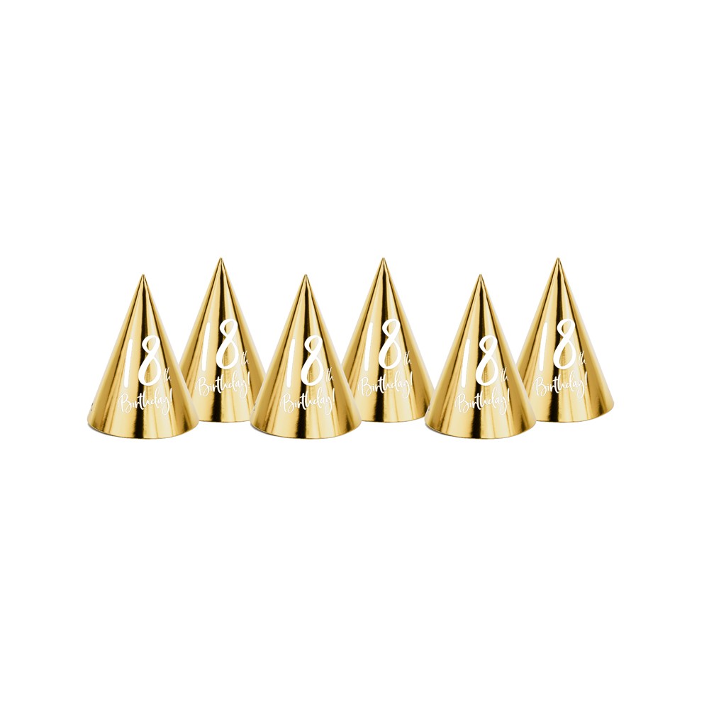 6 Chapeaux de fête pour 18ème anniversaire - or