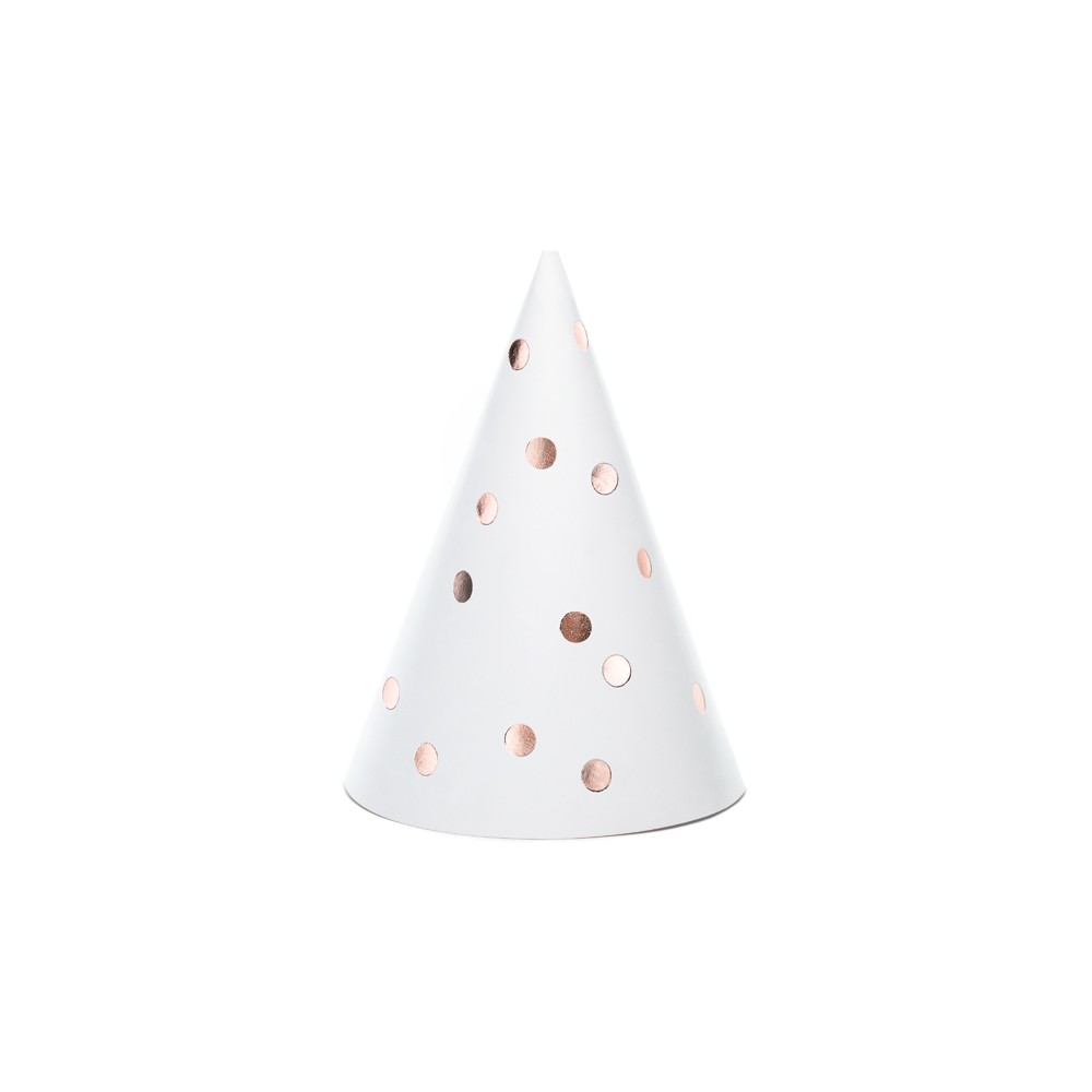 6 Chapeaux de fête à pois - blanc