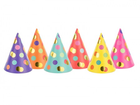 6 Chapeaux de fête à pois