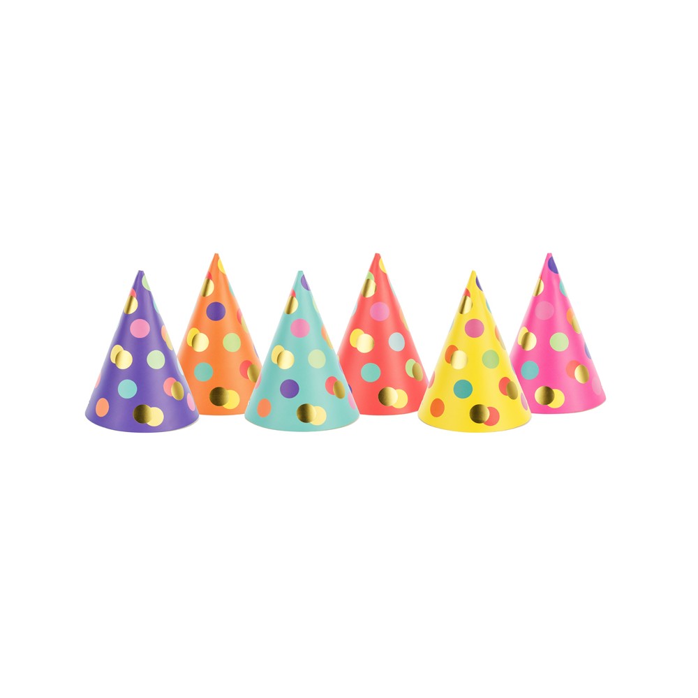 6 Chapeaux de fête à pois