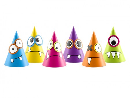 6 Chapeaux de fête Monstres