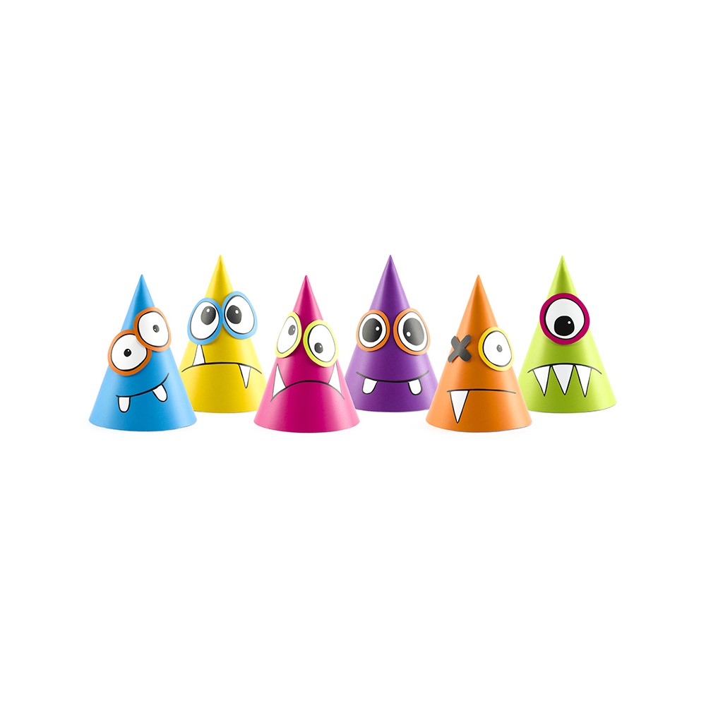 6 Chapeaux de fête Monstres