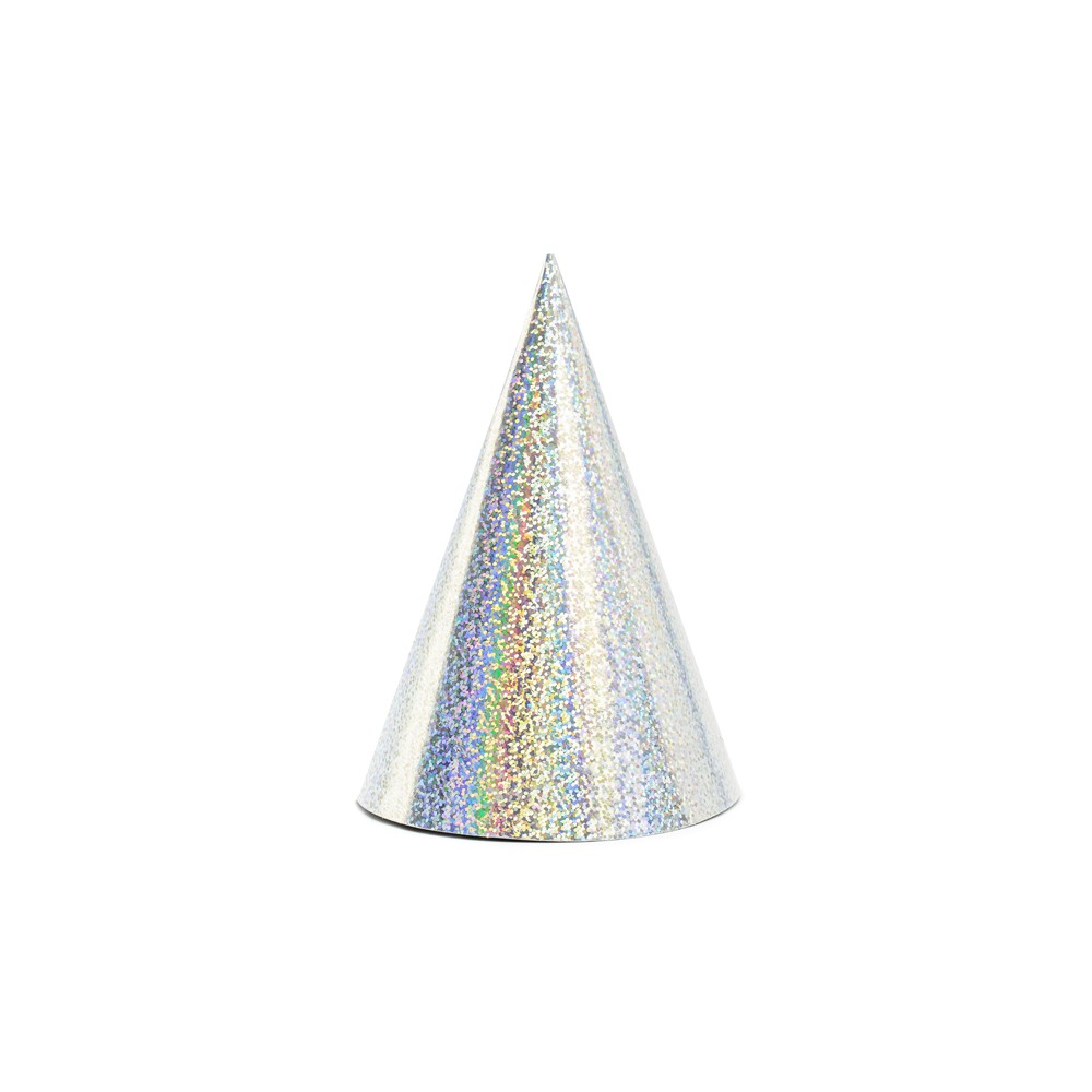 6 Chapeaux de fête holographiques - argent