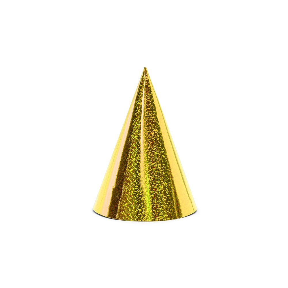 6 Chapeaux de fête holographiques - or