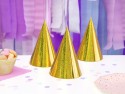 6 Chapeaux de fête holographiques - or