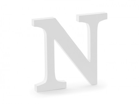 Lettre N en bois - blanche